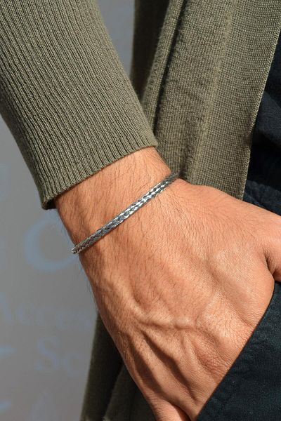 Sacce Scarves&Accessories Unisex Straw Weave Steel Ring Handcuffs & Bracelet