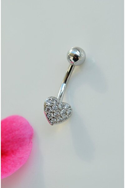 Sacce Scarves&Accessories Çelik Minimal Küçük Kalp Göbek Piercing Gümüş Renk