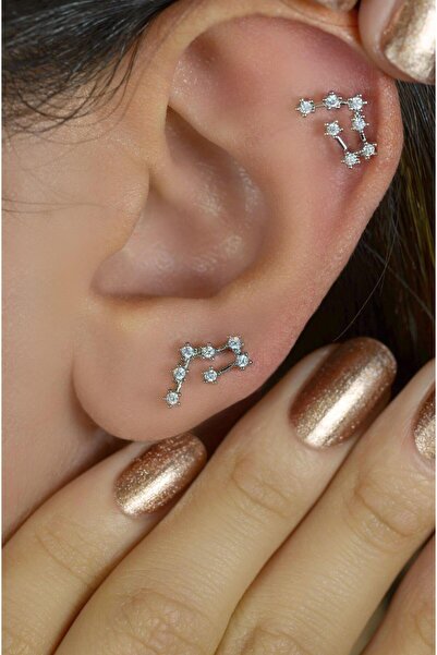 Sacce Scarves&Accessories Boğa Burcu Küpe Takımyıldızı Yıldızlı Piercing Heli...