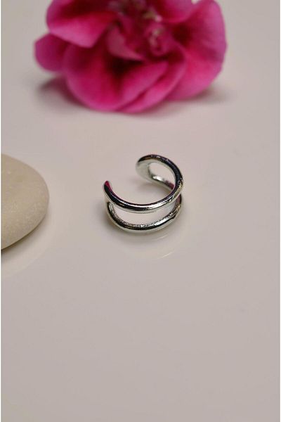 Sacce Scarves&Accessories Plain Earcuff Plain Compressed Cartilage Earring Silver Color