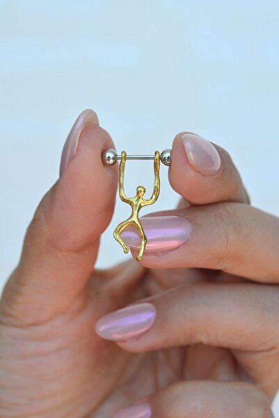 Sacce Scarves&Accessories Halter Kaldıran Sporcu Figürlü Çelik Nipple Piercing Halterci Model Meme Ucu Piercingi