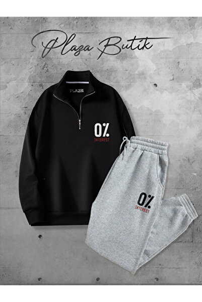 Plaza Butik Чоловічий напівзастібний светр 0% Interest Спортивний костюм