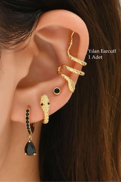 Sacce Scarves&Accessories Gold Yılan Earcuff Sıkıştırmalı Kıkırdak Küpesi