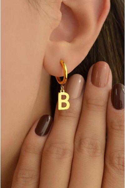Sacce Scarves&Accessories Steel Letter B Earring Single