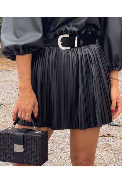 CANDYSBEBE BAYANLAR İÇİN ÇOK ŞIK DERİ ŞORT ETEK