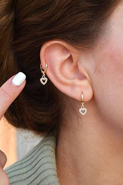 Sacce Scarves&Accessories İçi Boş Kalp Sallantılı Minicik Halka Küpe Kalpli Mini Küpe