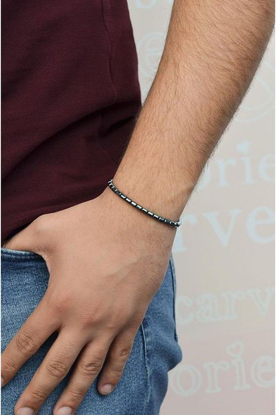 Sacce Scarves&Accessories Hematite Stone Men's Bracelet Adjustable