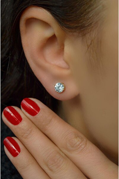 Sacce Scarves&Accessories حلق سوليتير حجر الزركون 6 ملم