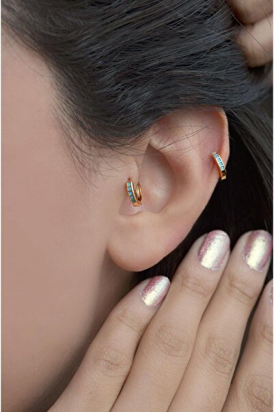 Sacce Scarves&Accessories Firuze Taşlı Halka Tragus Piercing Helix Kıkırdak Anti Tragus
