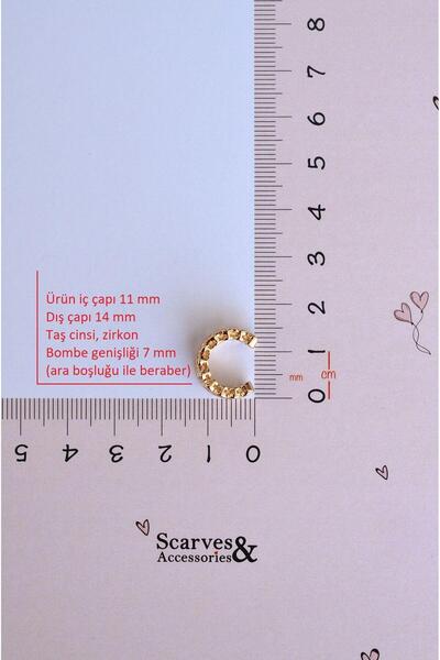 Sacce Scarves&Accessories İki Sıralı Taşlı Earcuff Sıkıştırmalı Kıkırdak Küpesi
