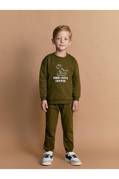 LC Waikiki طقم من قطعتين من LCW Kids Boy - سويت شيرت وبنطال رياضي بطبعة ديناصور
