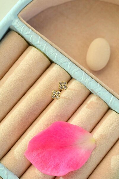 Sacce Scarves&Accessories Gold Mini Çiçek Küpe Dört Yaprak Çiçekli Küpe