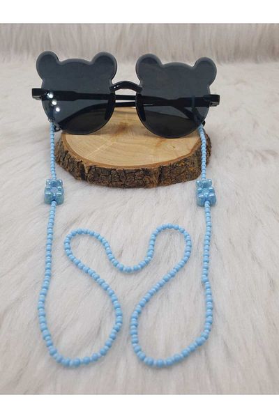 HAPPY HANDMADE Children's Eyewear Chain with Chain Bear Unisex Eyewear Strap Children's Eyewear Chain with Beads