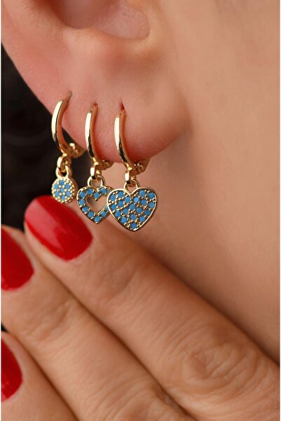 Sacce Scarves&Accessories Mini Mavi Kalpler Küpe Seti 3'lü