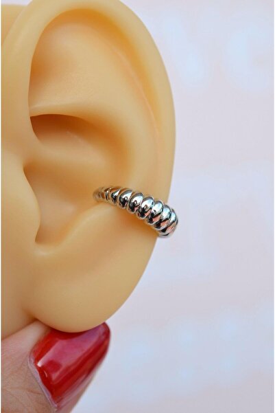 Sacce Scarves&Accessories Bombeli Earcuff Sıkıştırmalı Kıkırdak Küpesi Gümüş ...