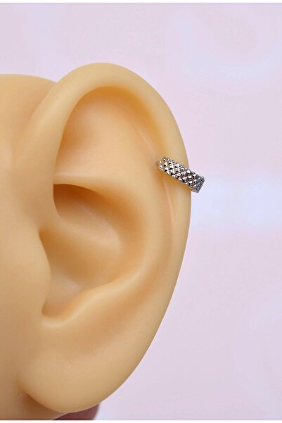 Sacce Scarves&Accessories Gümüş Renkli Düz Halka Piercing Tragus Helix Kıkırd...