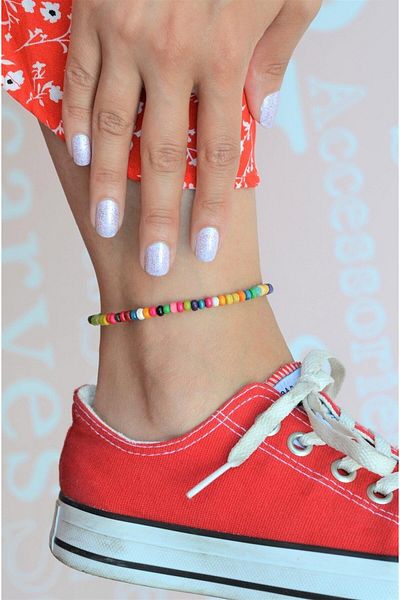 Sacce Scarves&Accessories Colorful Mini Wooden Beaded Anklet