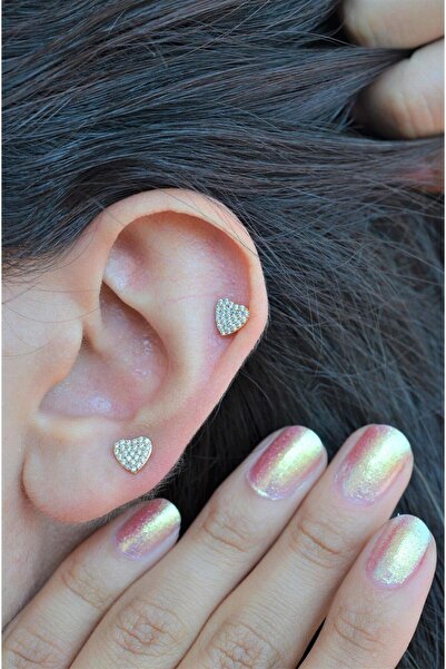 Sacce Scarves&Accessories أقراط على شكل قلب من حجر الزركون