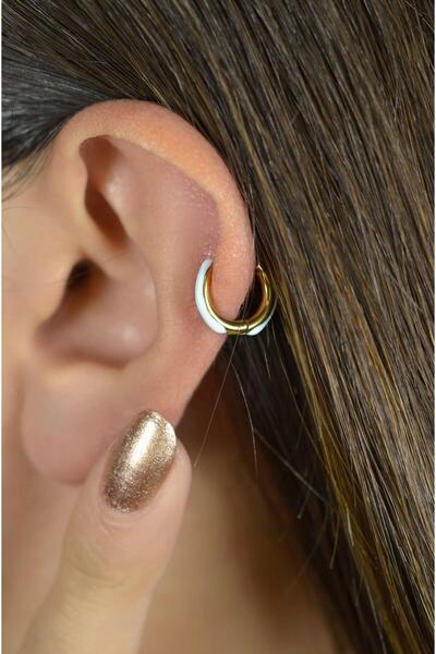 Sacce Scarves&Accessories Beyaz Mineli Çelik Halka Piercing Tragus Helix Kıkı...