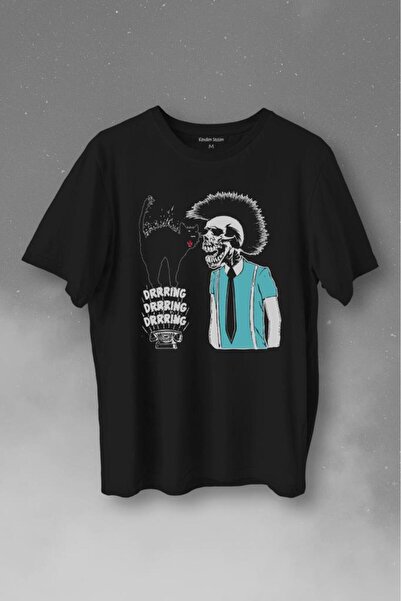 Kendim Seçtim Mohican Skeleton Man Kara mačka Nostalgia Phone Ring Štampano T...