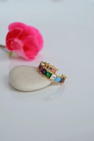 Sacce Scarves&Accessories Renkli Zirkon Sıkıştırmalı Kıkırdak Küpe Multicolor