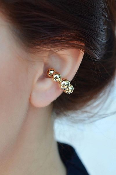 Sacce Scarves&Accessories Gold Colored Curved Balloon Earrings - No Holes Required