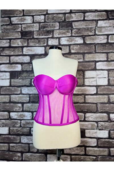 Metay Design مشد ومشد من التول الشفاف - طية صدر كلاسيكية، ممحاة