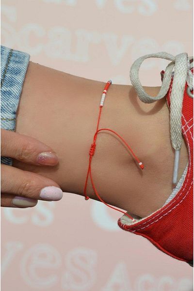 Sacce Scarves&Accessories Turquoise Red Color Miyuki Bead Anklet