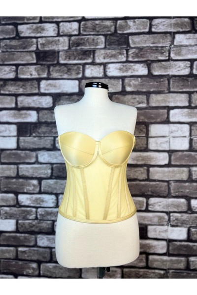 Metay Design مشد ومشد شفاف من التول ذو طية صدر السترة الكلاسيكية - ذهبي