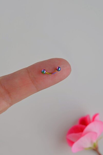 Sacce Scarves&Accessories 6 mm Hologram Renkli Çelik Toplu Piercing Tragus Helix Kıkırdak Lob Kaş