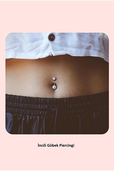 Sacce Scarves&Accessories İncili Göbek Piercingi Çelik Gümüş Renkli Top Inci