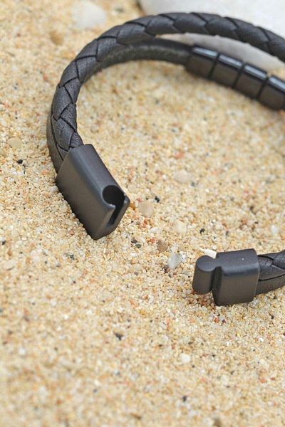 Sacce Scarves&Accessories Men's Leather Bracelet Black