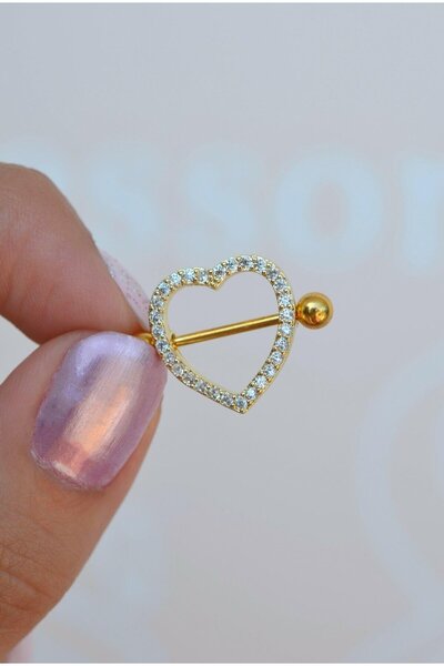 Sacce Scarves&Accessories Kalp Model Nipple Piercing Çelik Meme Ucu Piercingi...