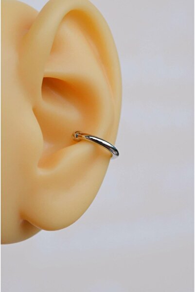 Sacce Scarves&Accessories Gümüş Renkli Düz Sıkıştırmalı Kıkırdak Küpesi Earcuff
