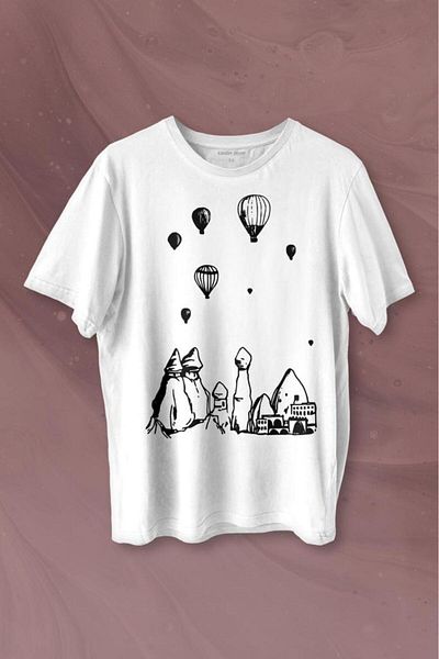 Kendim Seçtim Μπλουζάκι με στάμπα Cappadocia Nevşehir Fairy Chimneys Cappadocia Unisex T-shirt