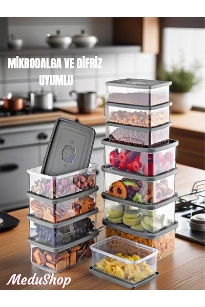 MEDUSHOP Set of 12 Rectangular Freezer & Microwave Compatible Storage Container 4X 0.75 Lt 4X 1 Lt/ 4X 1.5 Lt