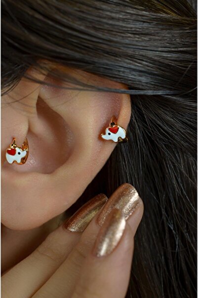 Sacce Scarves&Accessories Kırmızı Kalp Mini Filli Tragus Piercing Helix Kıkır...