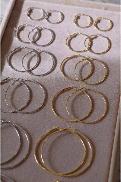 Sacce Scarves&Accessories 36 mm Gri Renk Düz İnce Halka Küpe