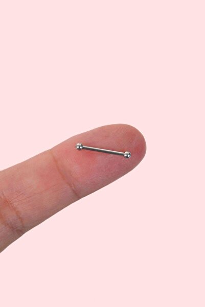 Sacce Scarves&Accessories 2 mm İki Ucu Mini Toplu Düz Nipple Piercingi Çelik Meme Ucu Piercingi