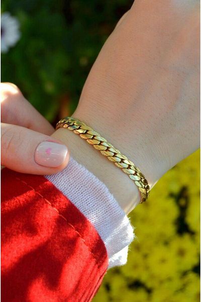 Sacce Scarves&Accessories Unisex Gold Color Thick Steel Chain Bracelet