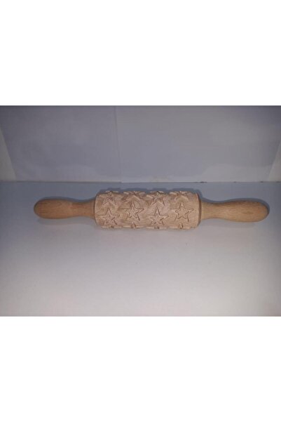abnturk Ahşap Yıldız Desenli Merdane Kurabiye Pasta Kaplamaları Tatlılar Ev Yapımı Ekmeklere