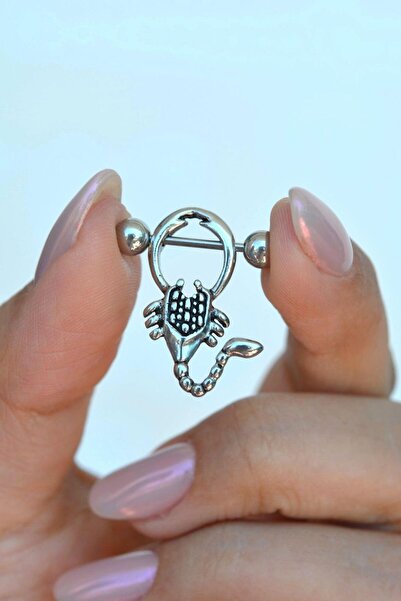 Sacce Scarves&Accessories Antik Görünümlü Akrep Çelik Nipple Piercing Akrep M...