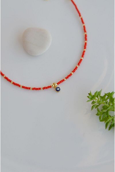 Sacce Scarves&Accessories Evil Eye Beaded Red Anklet