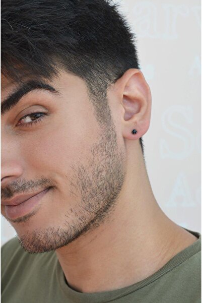 Sacce Scarves&Accessories حلق سوليتير من الفولاذ الحجري الأسود للرجال مقاس 3 ملم