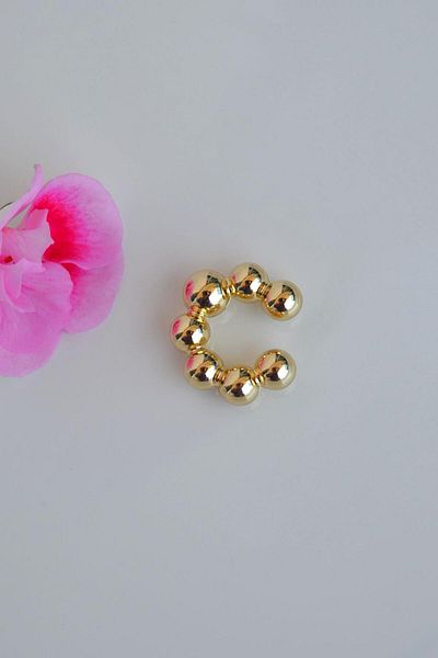Sacce Scarves&Accessories Gold Colored Curved Balloon Earrings - No Holes Required