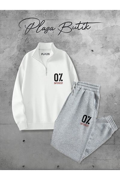 Plaza Butik Ανδρικό φούτερ με μισό φερμουάρ 0% Ενδιαφέρον Σετ φούτερ κάτω από το πάνω μέρος