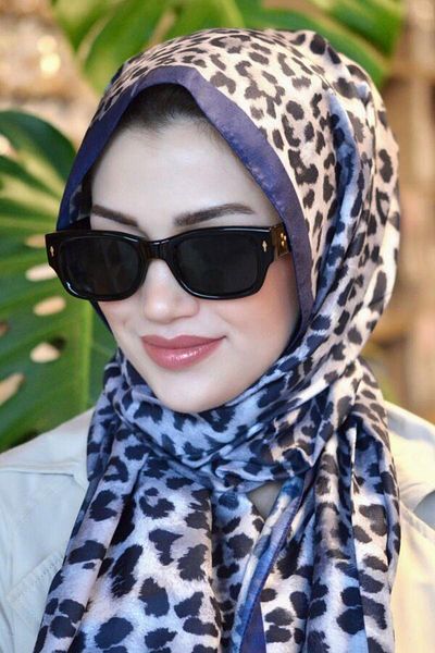 Sacce Scarves&Accessories Navy Blue Rimmed Leopard Print Shawl Black Tone Leopard Shawl