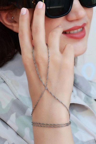 Sacce Scarves&Accessories Colorful Silver Steel Chain Şahmeran