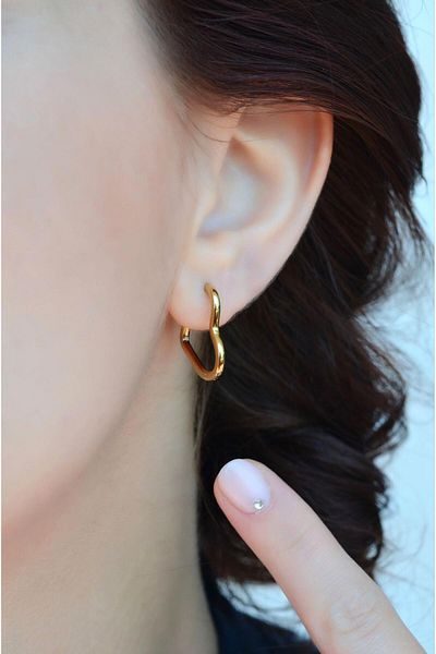 Sacce Scarves&Accessories Gold Colored 17 mm Steel Heart Model Earrings