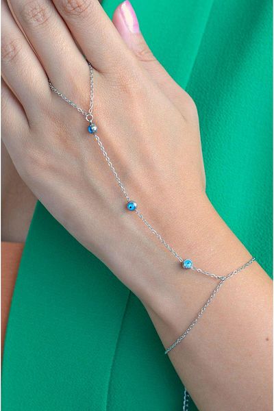 Sacce Scarves&Accessories Evil Eye Beaded Steel Shahmaran Silver Color